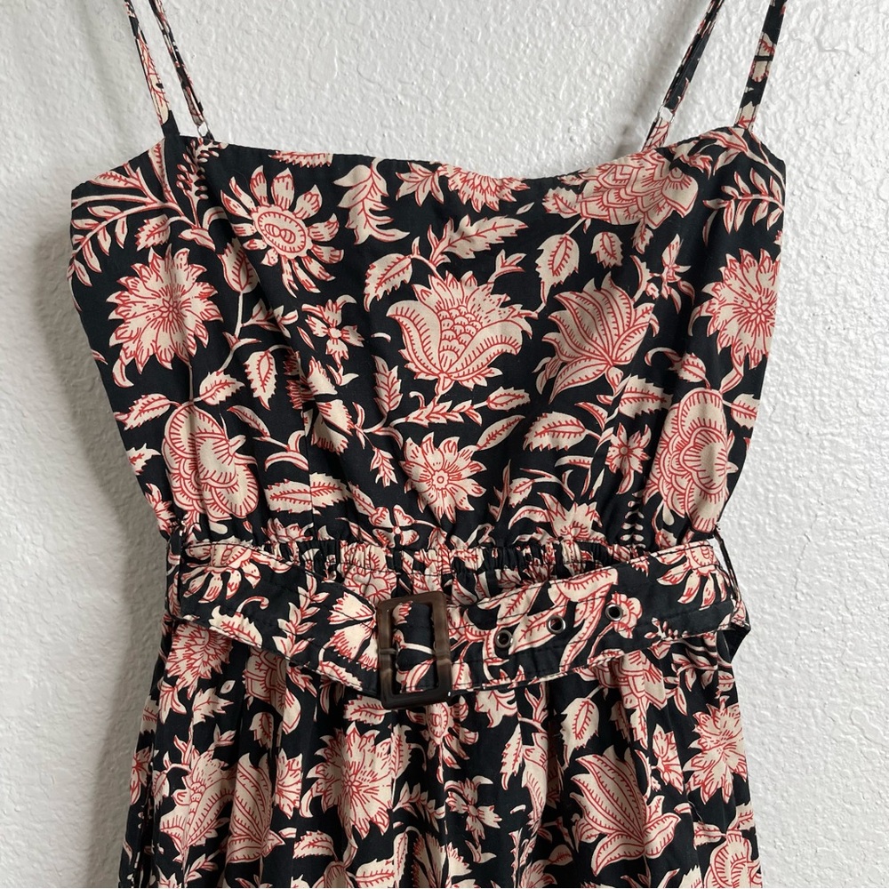 Lusana Nuuly Black Floral Midi Dress Size Medium - Picture 3 of 5